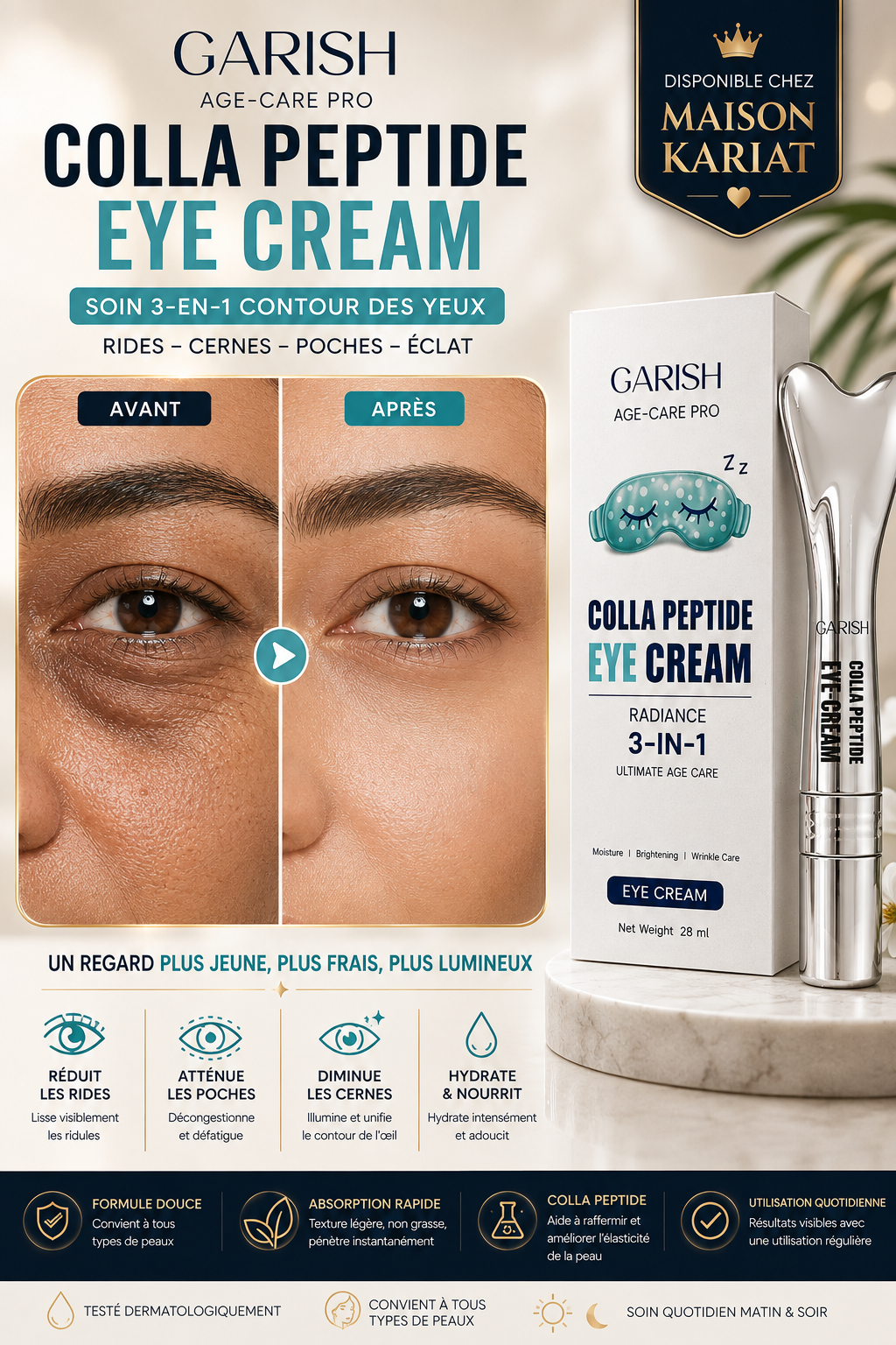 Garish Colla Peptide Eye Cream 28 ml – Soin 3-en-1 Contour des Yeux 3