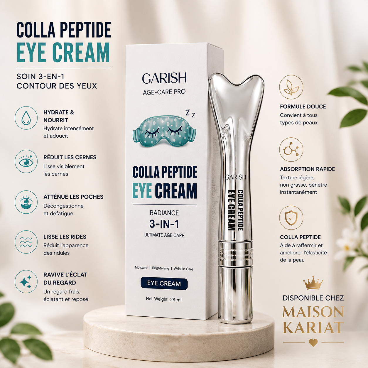 Garish Colla Peptide Eye Cream 28 ml – Soin 3-en-1 Contour des Yeux 4